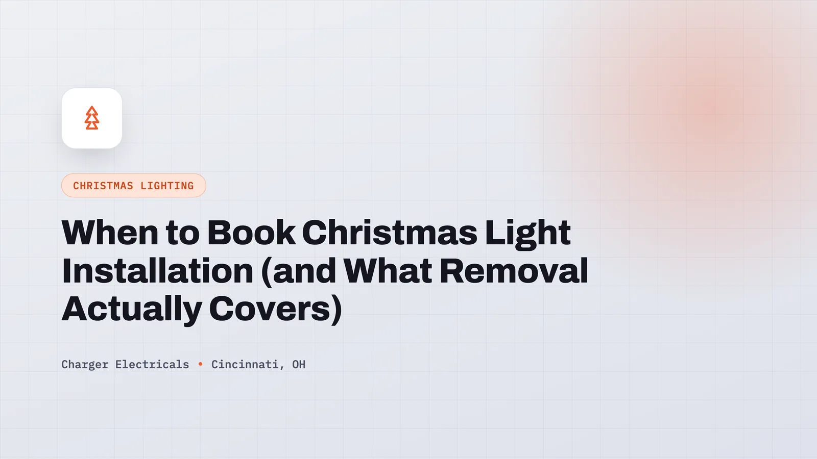 Illustration of a Christmas tree icon representing holiday light installation booking guide for Cincinnati