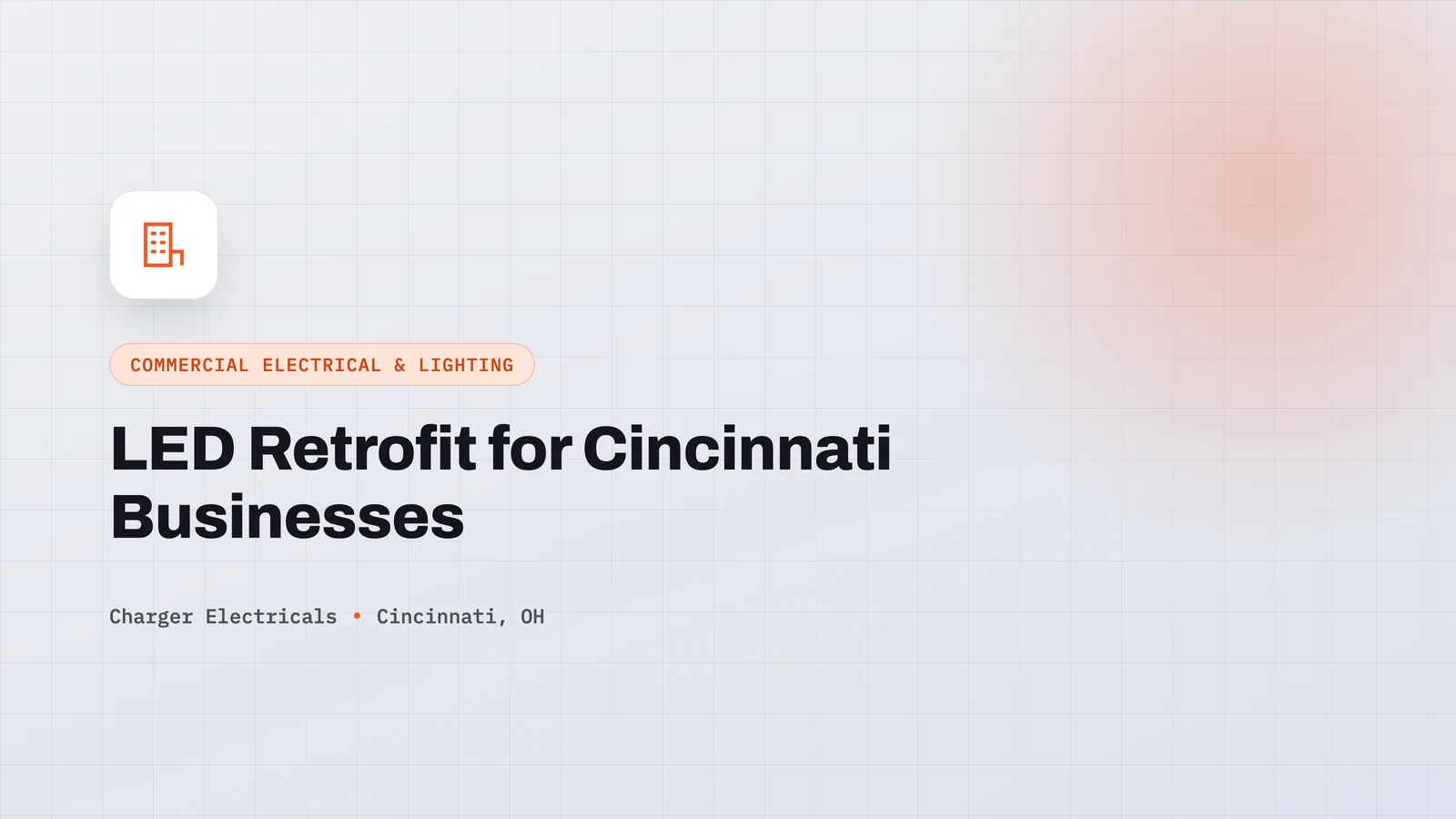 Illustration of a building icon representing commercial LED lighting retrofit for Cincinnati businesses