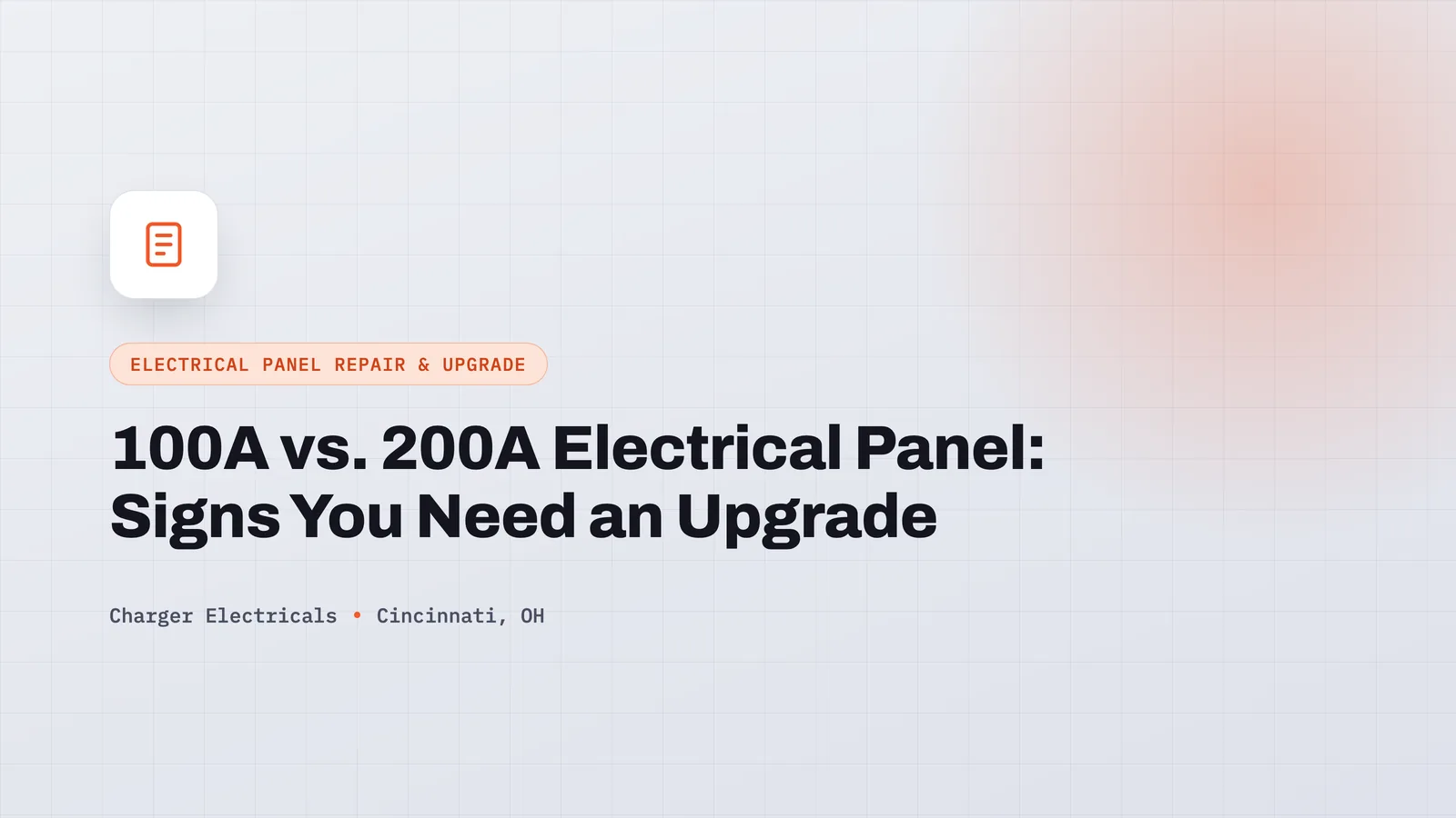 Illustration of an electrical panel icon representing 100 amp vs 200 amp panel upgrade guide for Cincinnati homes